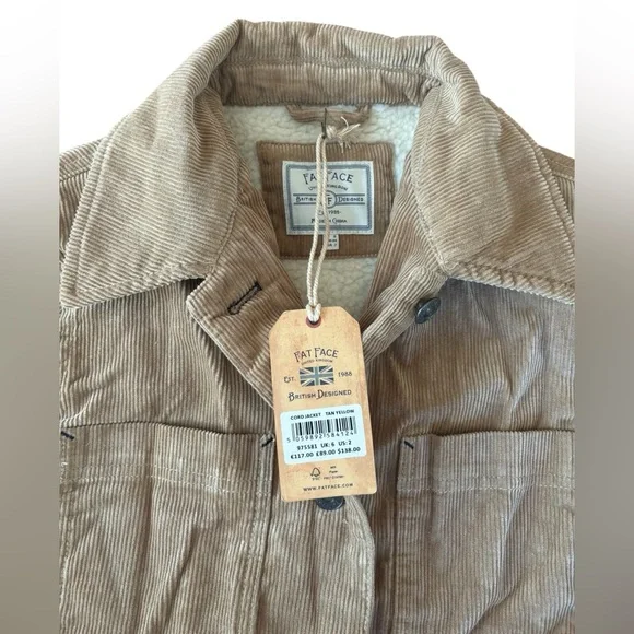 NWT FatFace Corduroy Jacket w/ Sherpa Lining - Picture 10 of 10